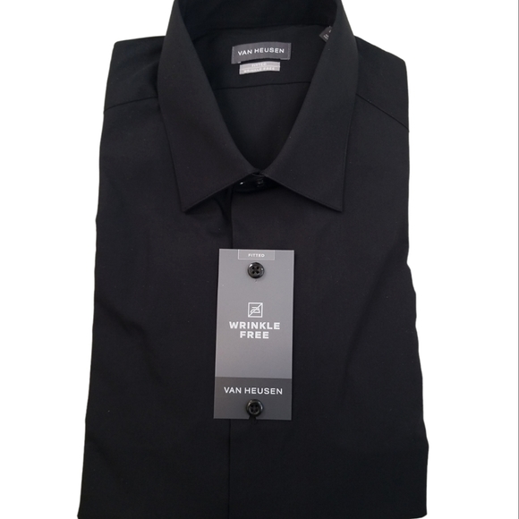 van heusen black dress shirt Van Heusen Men's Dress Shirt Regular Fit Ultra Wrinkle Free FLEX Collar Stretch Solid